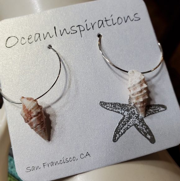 Seashell Hoops - Picture 2 of 3
